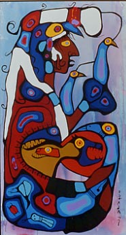 Morrisseau Norval -The storyteller, the artist and his grandfather - 1978 - left panel